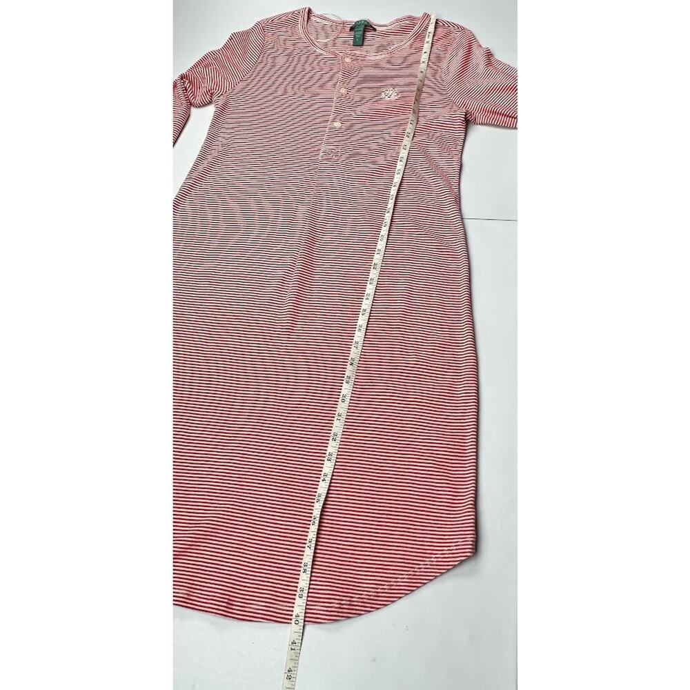 Lauren Ralph Lauren Sleep Shirt Womens Large Red White Striped Nightgown Pajamas - Picture 10 of 11
